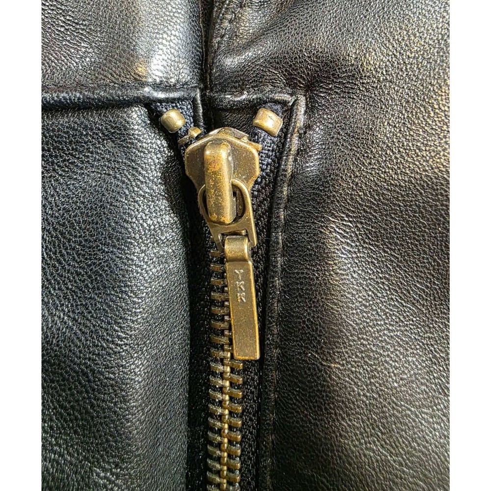 VTG 90s Minimalist Preston & York Leather Blazer‎ Jacket Petite Small Lambskin - Picture 10 of 15
